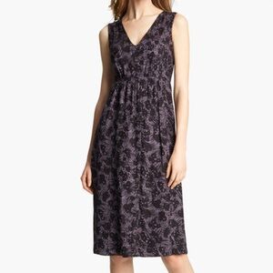 Burberry midi dress size 4 black lilac abstract sleeveless classic office party